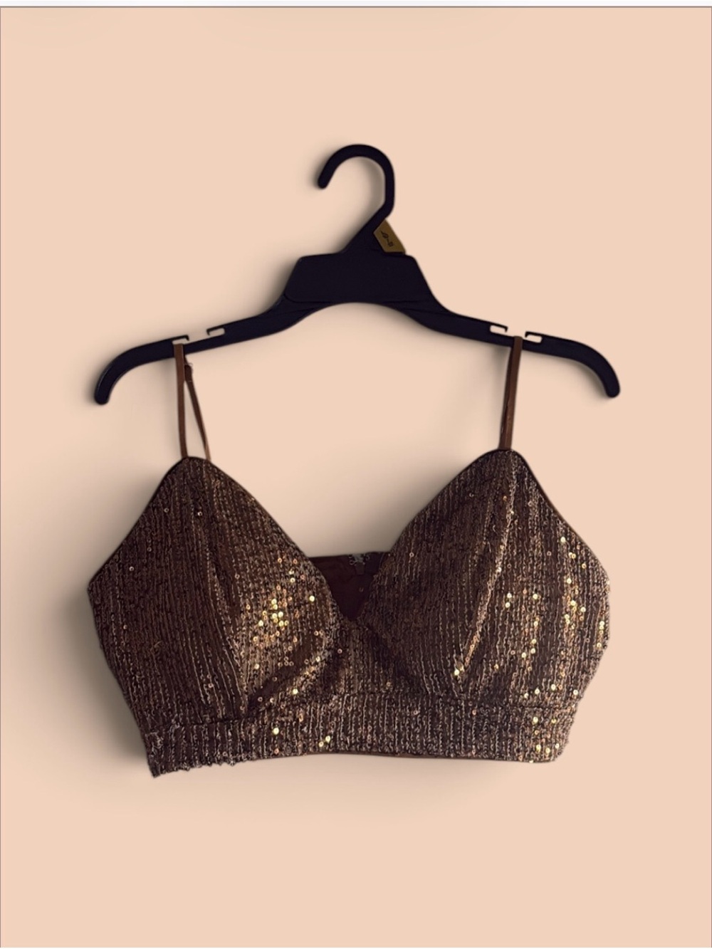privy Metallic Sequin Bralette in Brown